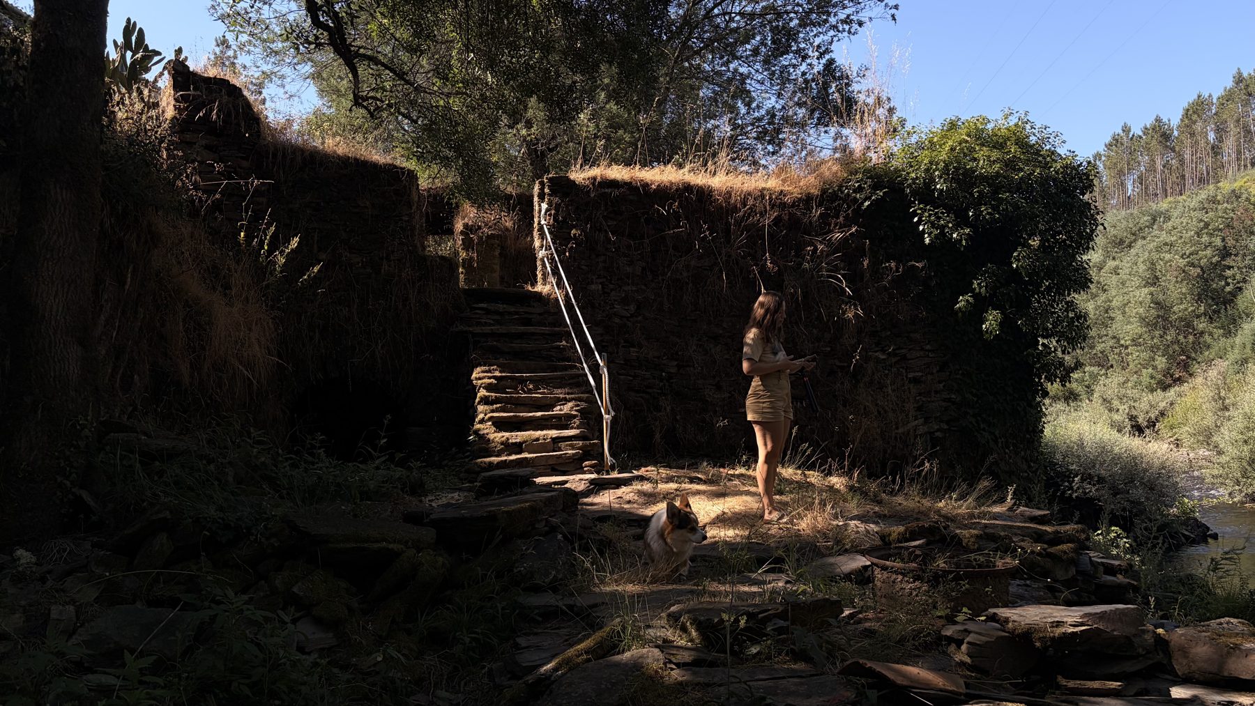 The path through the land, uneven ground and old stone